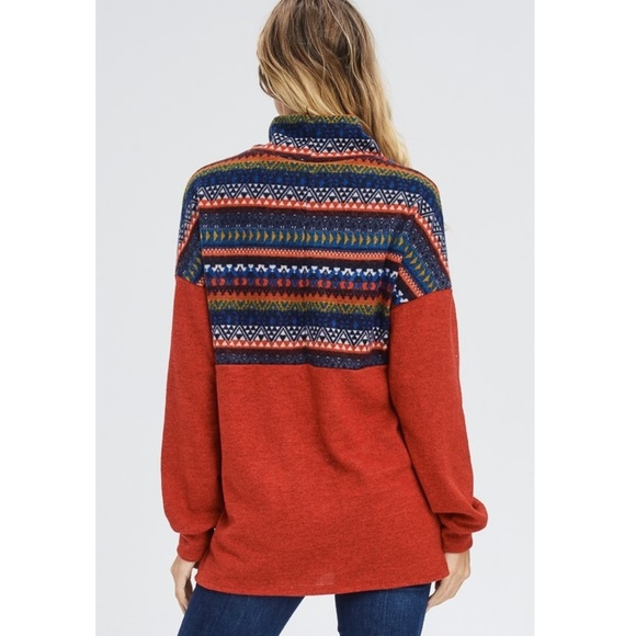 NWT White Birch Aztec Print High Neck Sweater, Size Large - Picture 6 of 8